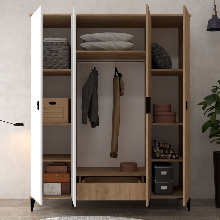 Hanah Home Neva 6403 Armario Roble Zafiro y Blanco